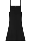 Courrèges Abito Corto In Viscosa A Coste Con Ricamo Logo In Black