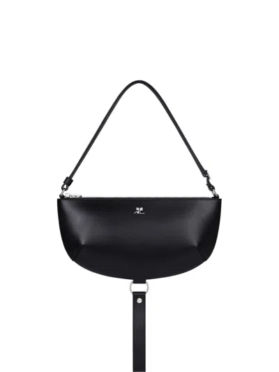 Courrèges Courreges Pre Women's Half-moon Leather Shoulder Bag In Black