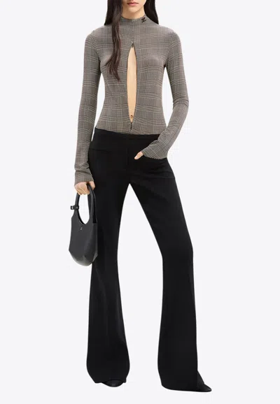 Courrèges Prince Of Wales High-neck Bodysuit In Gray