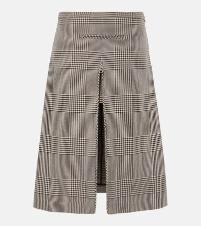 Courrèges Prince Of Wales Midi Skirt In Sand / Mud Brown