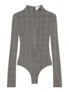 Courrèges High Neck Stretch Body With Prince Of Wales Check In Brown