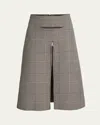 Courrèges Oblique Prince Of Wales Midi Skirt In Sand Mud Brown