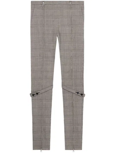 COURRÈGES PRINCE OF WALES SKINNY LOW-RISE PANTS 