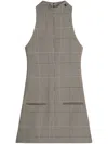 Courrèges Sleeveless High Neckline Checkered A-line Dress In Black