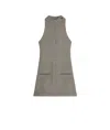 Courrèges Sleeveless High Neckline Checkered A-line Dress In Gray
