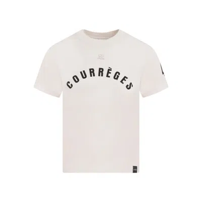 Courrèges Printed Grey Cotton T-shirt In Burgundy