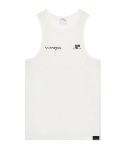 Courrèges Breathable Sleeveless Mesh Tank Top In White