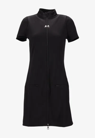 Courrèges Printed Mini Dress In Black