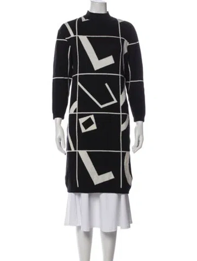 Pre-owned Courrèges Printed Mock Neck Sweater In Gray