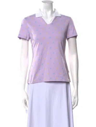 Pre-owned Courrèges Printed Short Sleeve Polo In Purple