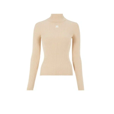 Courrèges Courregès Re-edition Ribbed Funnel-neck Sweater In Neutrals