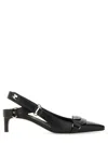 Courrèges Kitten Heel Shoes With Pointed Toe And Front Patch Pocket In Black