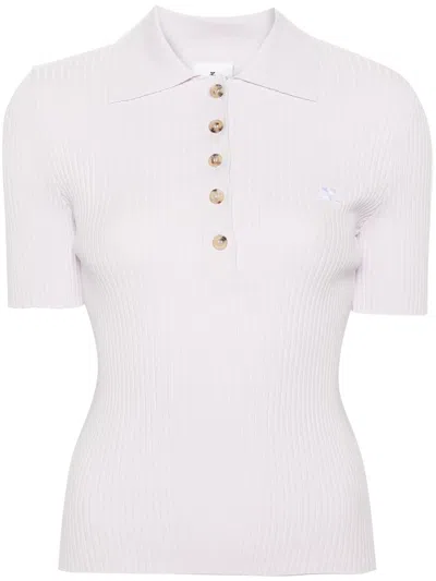 Courrèges Purple Ribbed-knit Polo Shirt