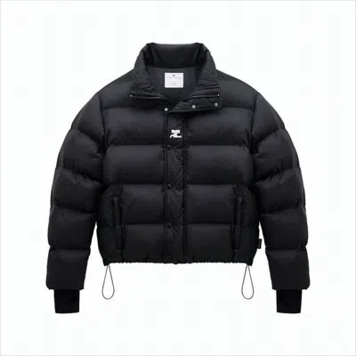 Courrèges Quilted Down Coat With High Collar In White