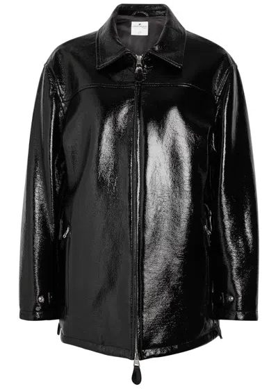 COURRÈGES COURRÈGES QUILTED FAUX PATENT LEATHER JACKET