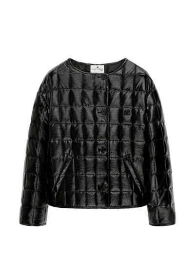 Courrèges Quilted Vinyl Jacket In Black