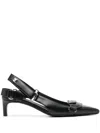 Courrèges Kitten Heel Shoes With Pointed Toe And Front Patch Pocket In Black