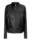 Courrèges Racer Buckle Leather Biker Jacket In Black