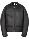 Courrèges Racer Buckle Leather Jacket In Black