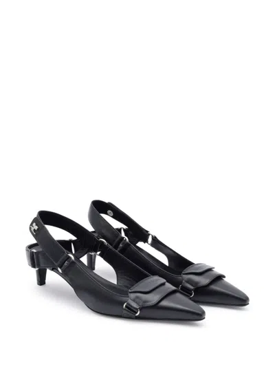 Courrèges Racer Leather Pumps In 黑色