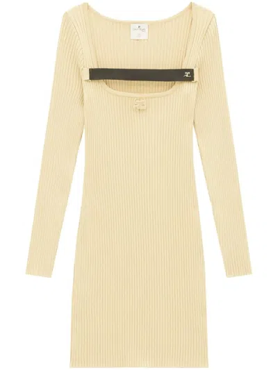 Courrèges Racer Rib Knit Dress In Neutrals