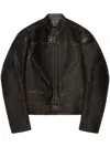 Courrèges Racer Patina Leather Jacket In Braun