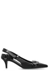 Courrèges Kitten Heel Shoes With Pointed Toe And Front Patch Pocket In Black