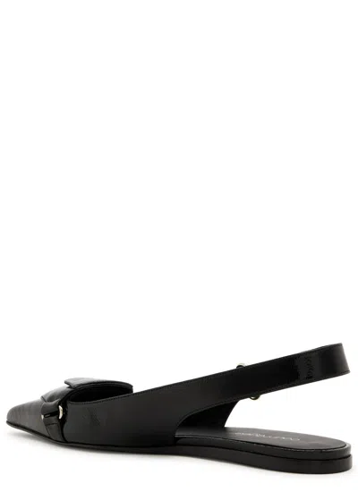 Courrèges Racer Vinyl Slingback Ballet Flats In Black