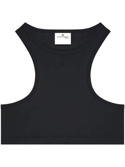 Courrèges Racerback Crop Top In Black