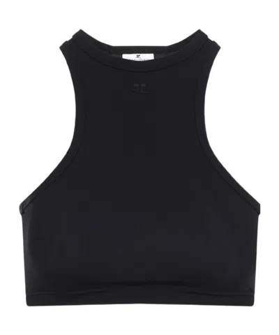 Courrèges Racerback Crop Top In Black