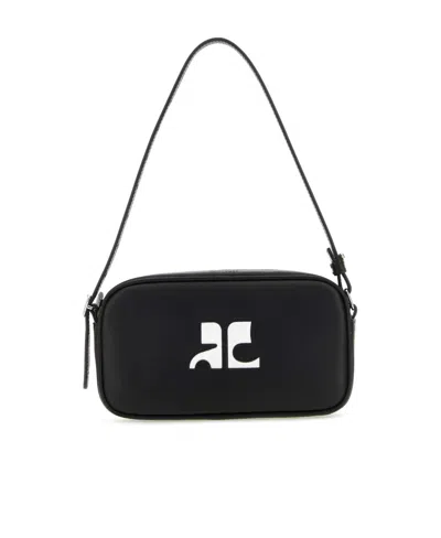 Courrèges Réédition Leather Shoulder Bag In Black