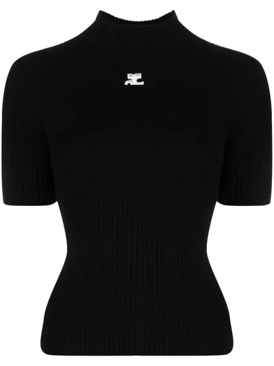 Courrèges Courreges Re Edition Logo Turtle Neck Sweater In Black