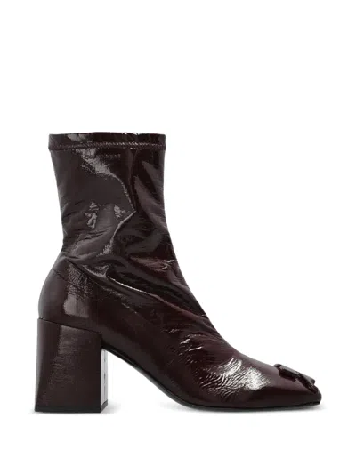 Courrèges Re Edition Logo-plaque Leather Ankle Boots In Burgundy