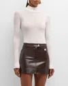 Courrèges Re-edition Mock-neck Long-sleeve Fitted Top In Heritage White
