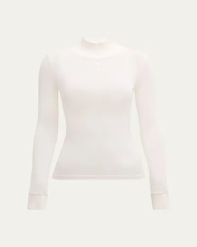 Courrèges Re-edition Mock-neck Long-sleeve Fitted Top In White