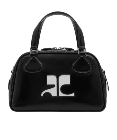 Courrèges Re-edition Naplack Bowling Bag In Black