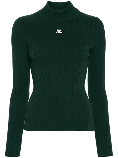 COURRÈGES RE-EDITION RIB KNIT MOCKNECK SWEATER