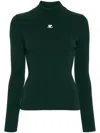 Courrèges Courregès Re-edition Rib Knit Mockneck Sweater In Green