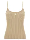 Courrèges Beige Rib Knit Tank Top