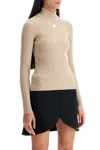 Courrèges Courreges Re Edition Ribbed Funnel Neck Sweater In Beige