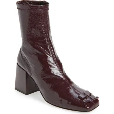 Courrèges Re-edition Vinyl Ankle Boot In Burgundy