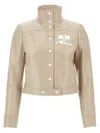 Courrèges Beige Reedition Vinyl Jacket In Neutral