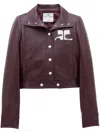 Courrèges Logo-patch Cropped Jacket In Burgundy