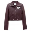 Courrèges Logo-patch Cropped Jacket In Burgundy