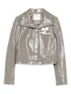Courrèges Vinyl Jacket With Long Sleeves And Cropped Cut In Gray