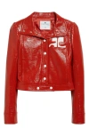 Courrèges Textured Vinyl Crop Jacket In Red