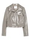 Courrèges Vinyl Jacket With Long Sleeves And Cropped Cut In Silver