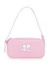 Courrèges Rectangular Cowhide Leather Shoulder Bag With Adjustable Strap In Pink