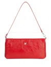 Courrèges Rectangular Handbag With Glossy Textured Finish And Silver Hardware In Red