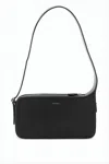 Courrèges Rectangular Minimalist Shoulder Bag In Smooth Cowhide Leather In Black